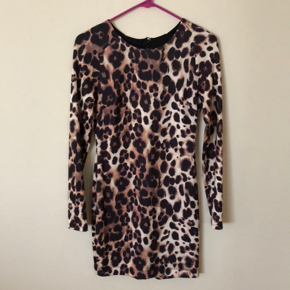 Leopard Print Long Sleeve Dress
